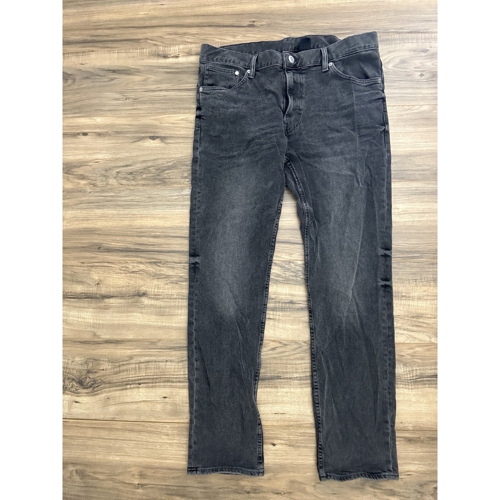 H&M Men Jeans Straight Size‎ 36/32 Black Light Washed